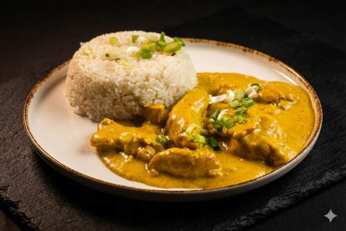 150g Kuřecí nudličky na kari, dušená rýže