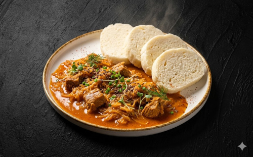 150g Segedínský guláš, houskový knedlík