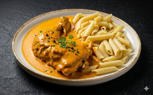 150g Kuře na paprice, těstoviny